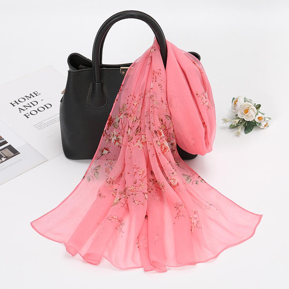 Длинный шарф-жоржет с цветочным принтом для женщин, мусульманская шаль, солнцезащитная накидка, женская пляжная повязка на голову 160*50 см