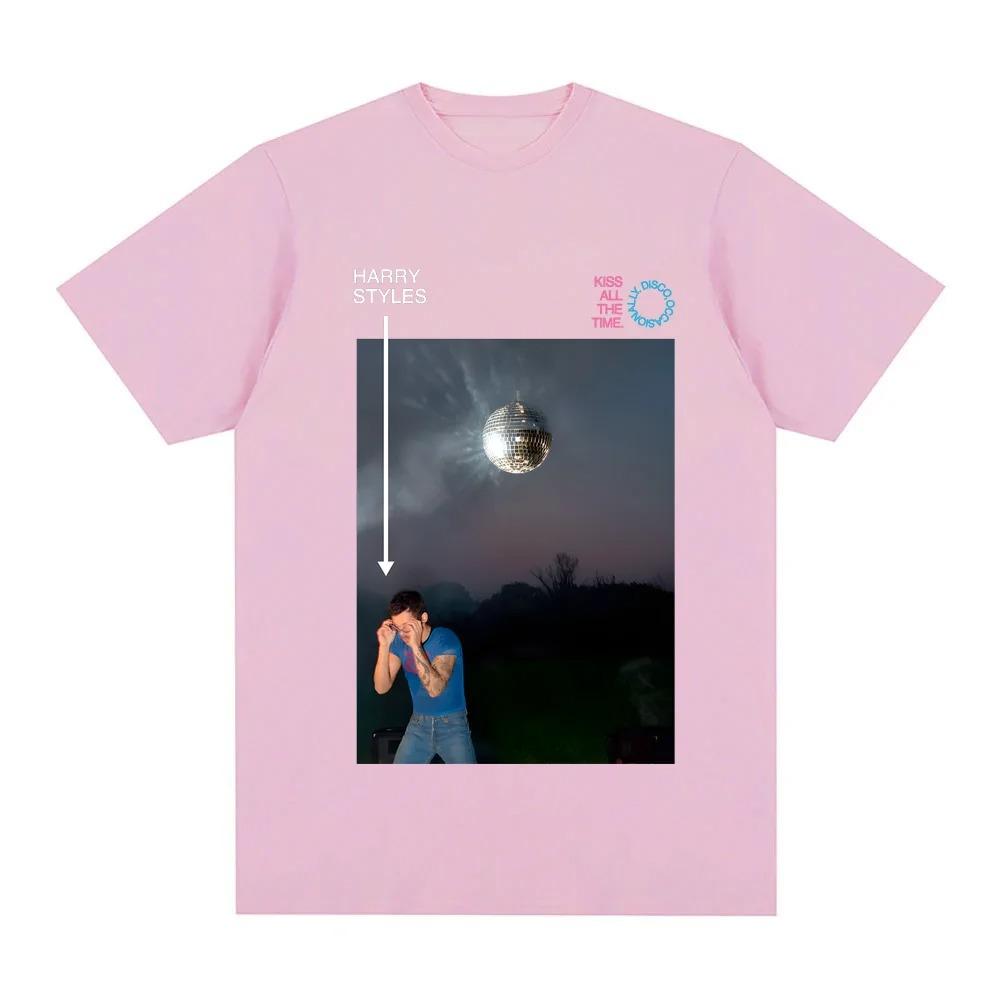 HarryStyles New Album Kiss All The Time Poster Tshirt Men Women Oneck Cotton Summer New Tee Harajuku Loose Casual Oversize Tee