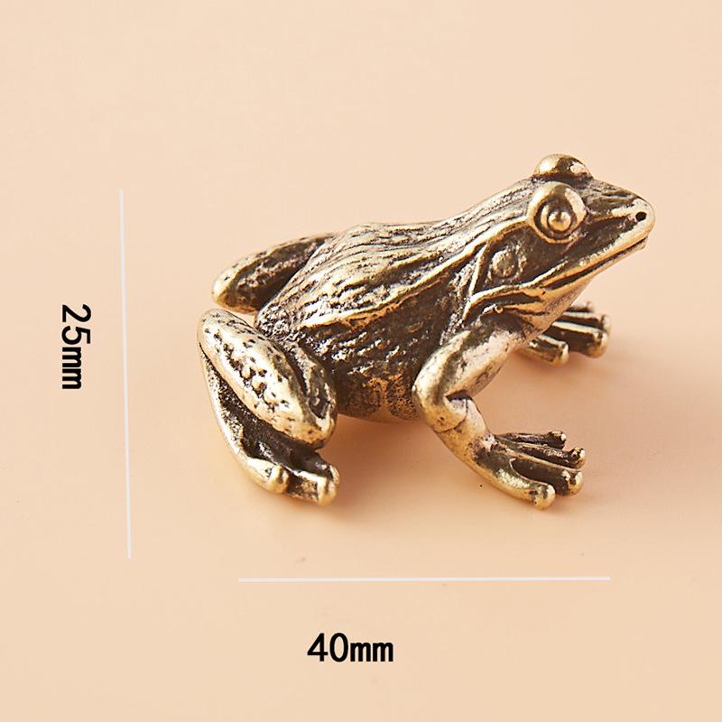 Solid Brass Retro Frog Tea Pet - Creative Home and Desktop Ornament