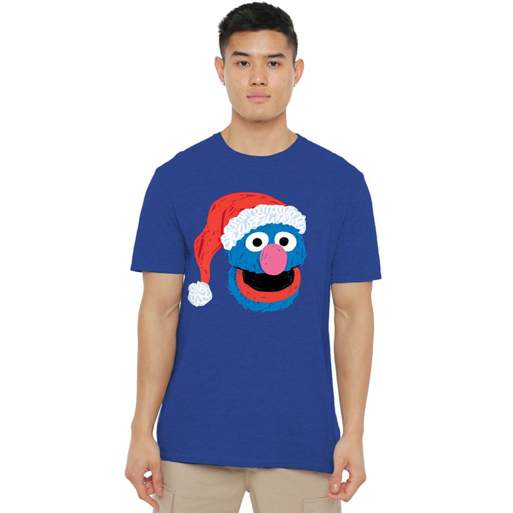 Sesame Street Unisex Adult Grover Scribble Heather Christmas T-Shirt