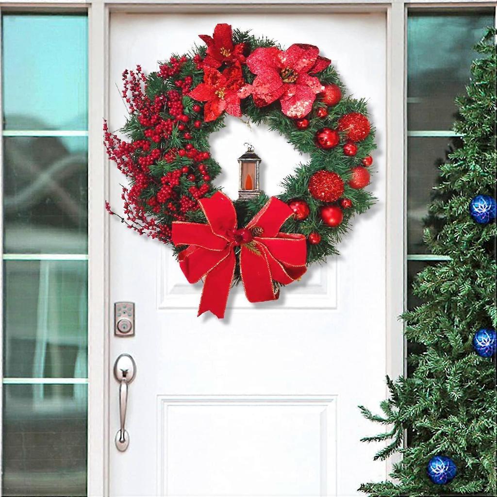 Christmas Wreath Wall Hanging Ornament Merry Christmas Front Door Decorative Wreath,Artificial Pine
