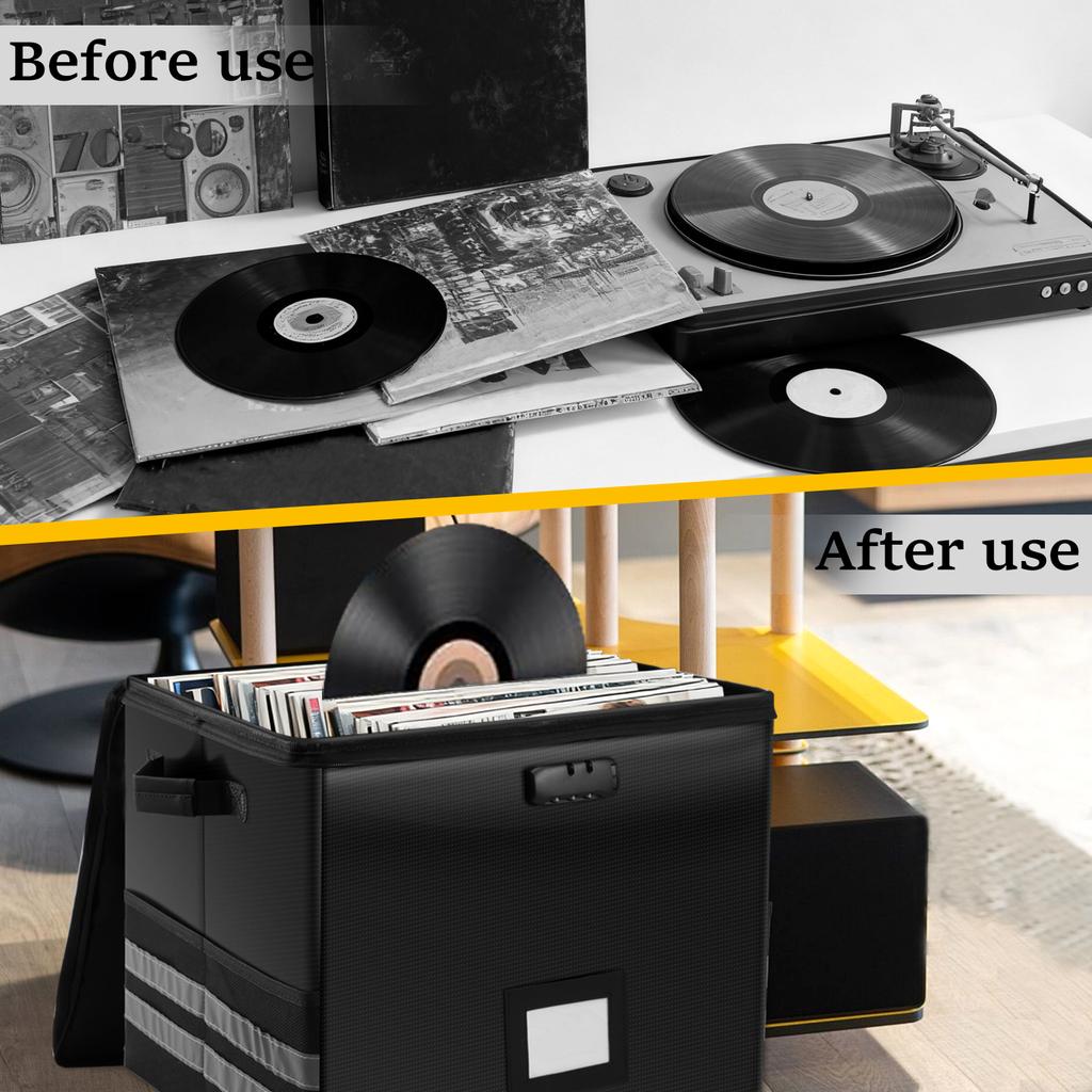 Большой складной органайзер с замком, огнестойкий, водонепроницаемый ящик для хранения виниловых пластинок для дома, офиса, многофункциональный органайзер