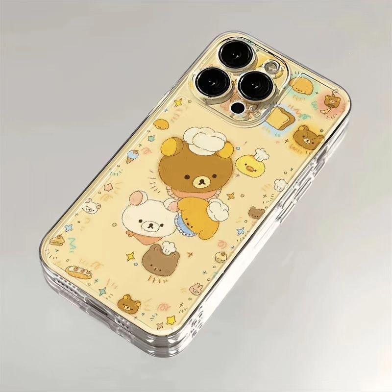 Мультяшный медведь для чехла на телефон iPhone16Promax 15 полностью закрывающий 14 для девочки 13 милый 12 забавный