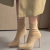 Elastic short boots medium boots fashion thin boots suede waterproof table women elegant pointed super high