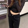 Женские черные джинсы с завышенной талией, стройнящие, микроклеш - Универсальный корейский стиль для весны и осени