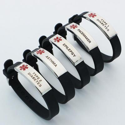 Силиконовые медицинские браслеты, регулируемый браслет, спортивные аварийные идентификационные браслеты, водонепроницаемые идентификационные браслеты для мужчин и женщин