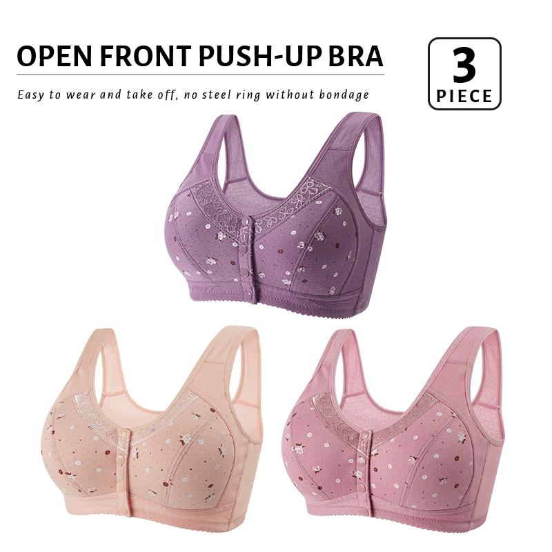 3 шт./компл. женский бюстгальтер с застежкой спереди, беспроводной хлопковый бюстгальтер большого размера, нижнее белье, удобный женский бюстгальтер с чашечкой BC