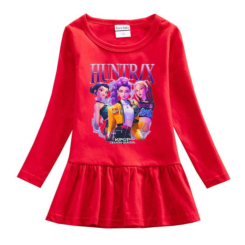 Девочки Kpop Руми Зои Мира Принт Охотники Руми Зои Мира Плиссированное платье