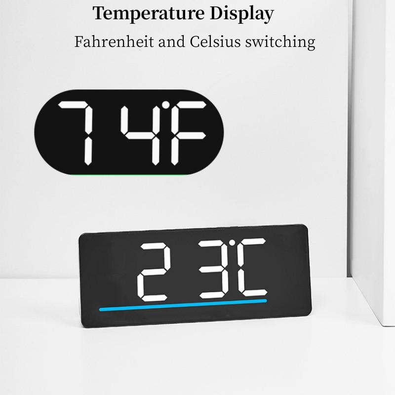 Цифровой светодиодный будильник с датой, температурой, яркостью, регулировкой, электронные часы, детские, прикроватные, бесшумные, с функцией повтора сигнала, 12/24 ч, питание от USB