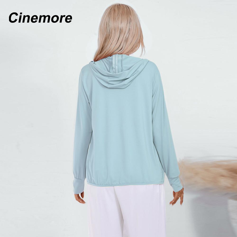 Cinemore Женская летняя модная тонкая солнцезащитная куртка с защитой от ультрафиолета, повседневная ветровка с капюшоном и длинными рукавами, ветрозащитное пальто, верхняя одежда
