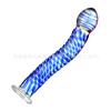 Alien Blue Studded Glass Phallus with Textured Granules - Adult Couple's Toy