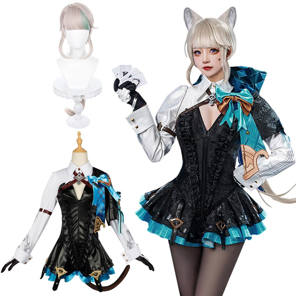 Lynette Cosplay with Genshin Impact Cosplay Full Costume for School Genshin Lynette Cosplay with [Excellent Product] Wig, Lynette's Assistant,