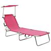 VidaXL Folding Chaise Lounge with Canopy Patio Sun Lounger Outdoor Terrace Garden Chaise Longue 310363