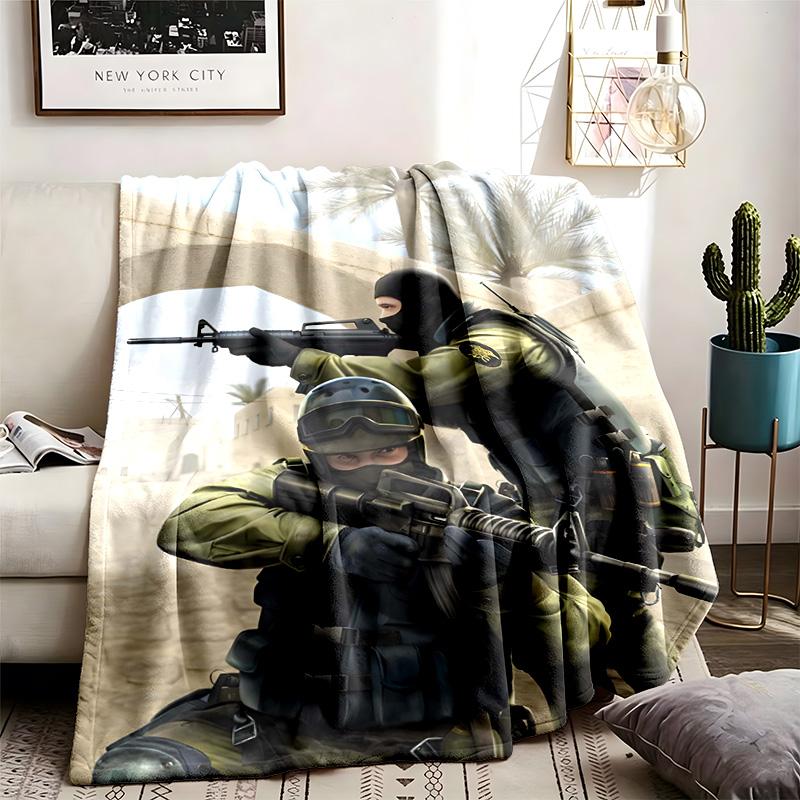 Counter Strike Theme Blanket Suitable For The Sofa Camping And Travel Made Of Soft Flannel Material An Ideal Gift For Occasions Such As Birthday