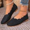 Soft Sole Single Shoes Women's Round Toe Shallow Mouth Breathable Cut-out Slip Comfortable Flat Casual Shoes