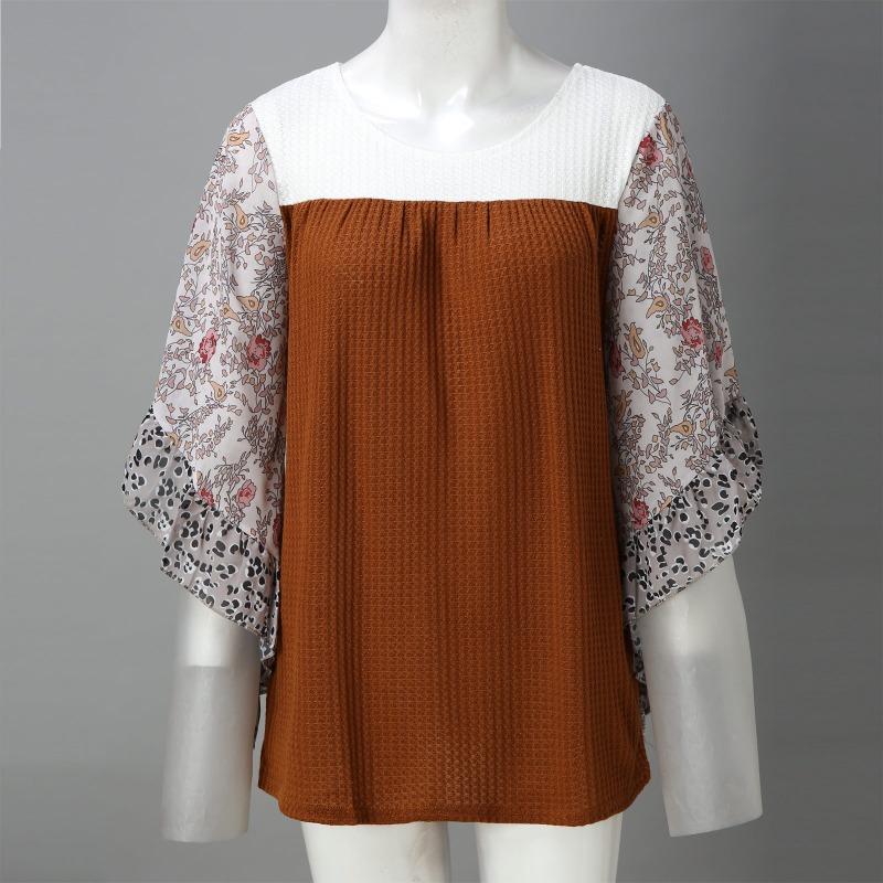 Весенне-осенняя свободная футболка с рукавом «летучая мышь» с принтом, женская мода, элегантная футболка больших размеров, женские повседневные винтажные офисные женские футболки, женская одежда 24575