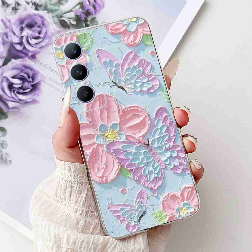 For Realme C65 4G 2024 Case Soft Silicone Colorful Butterfly Cover Case For Realme C 65 C65 Fundas RMX3910 Full Protective Case