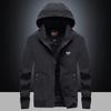 Весна и осень, новая мужская уличная однотонная эластичная куртка, повседневная куртка с капюшоном большого размера для среднего возраста