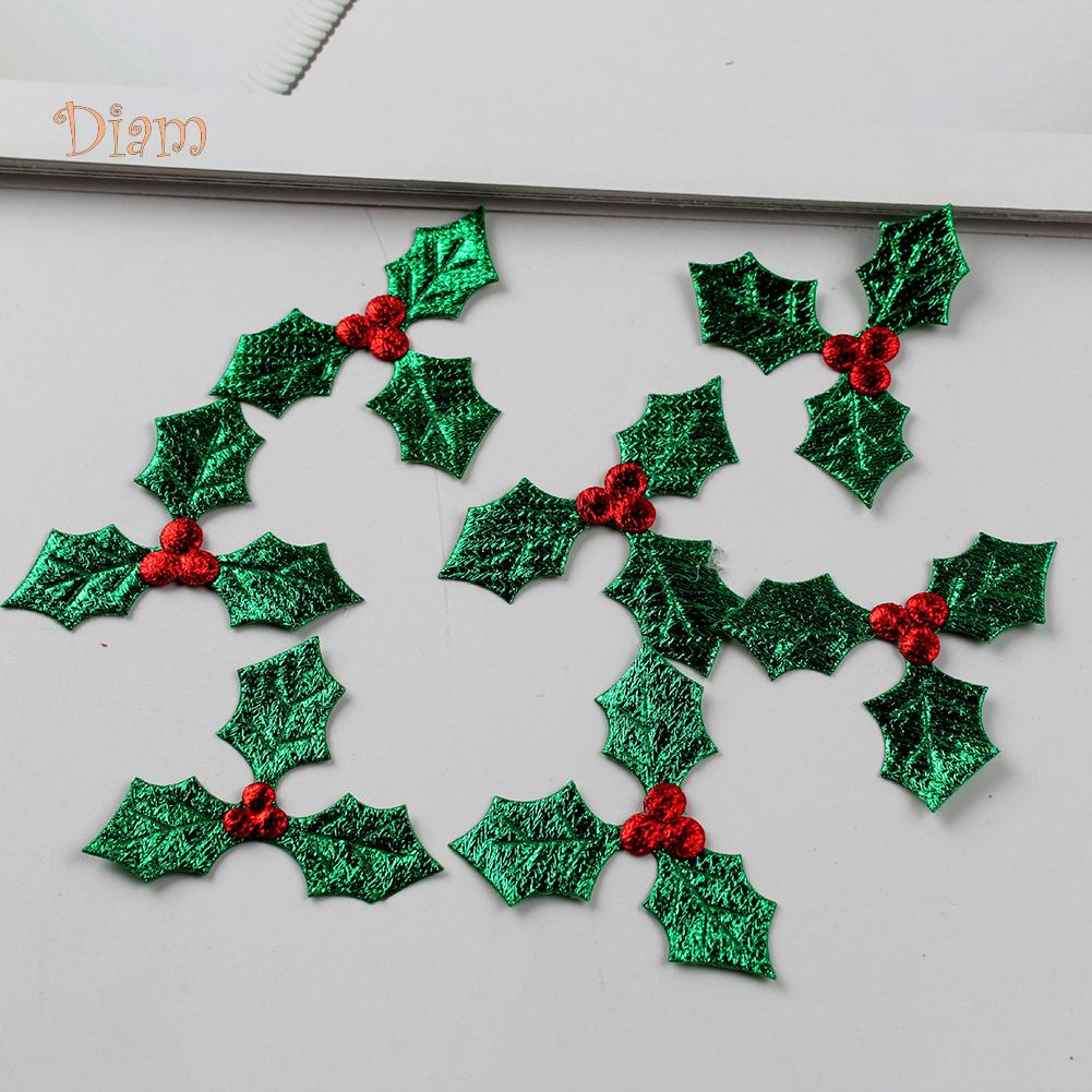 Счастливого праздника! 100 шт. Рождественская тканевая заплатка с остролистом, клевером, для вечеринки, украшения для елки KTY