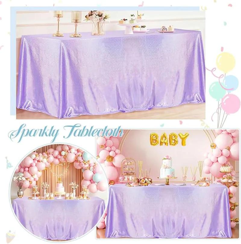 Блестящая лазерная скатерть с пайетками для вечеринки, прямоугольный стол, чехол для свадьбы, детского душа, дня рождения, торта, праздничного банкета