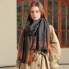 Scarf Border Contrasting Plaid Print Shawl Women's Scarf