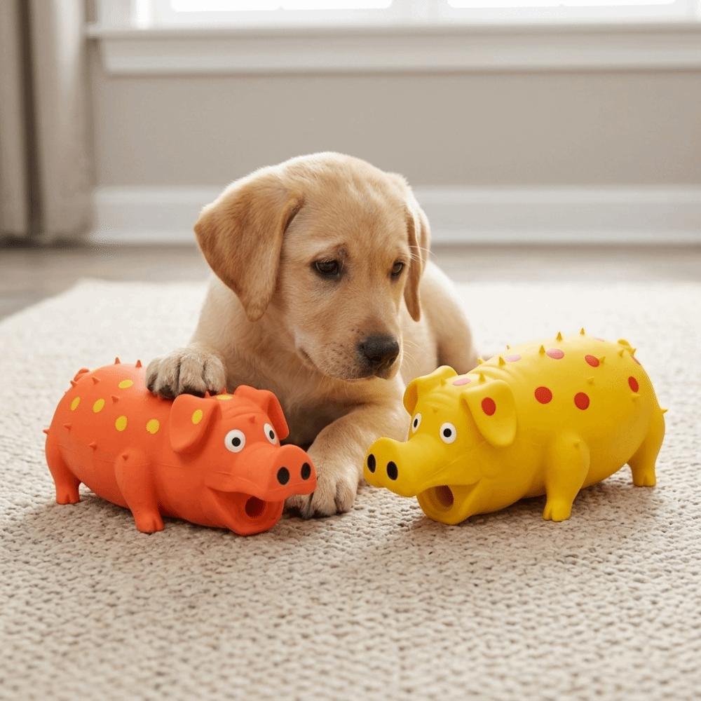 Soft Latex Latex Pig Toy Textured Surface Squeaky Pet Toy Small Dog Toy  Small Medium Dogs