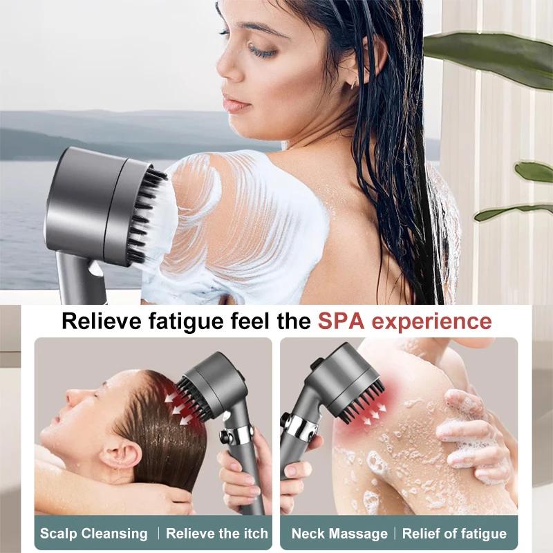 New Pressurized Shower Water Saving Shower High Pressure with Filter 4 Modes Adjustable Showerhead Bathroom Massage Shower Head