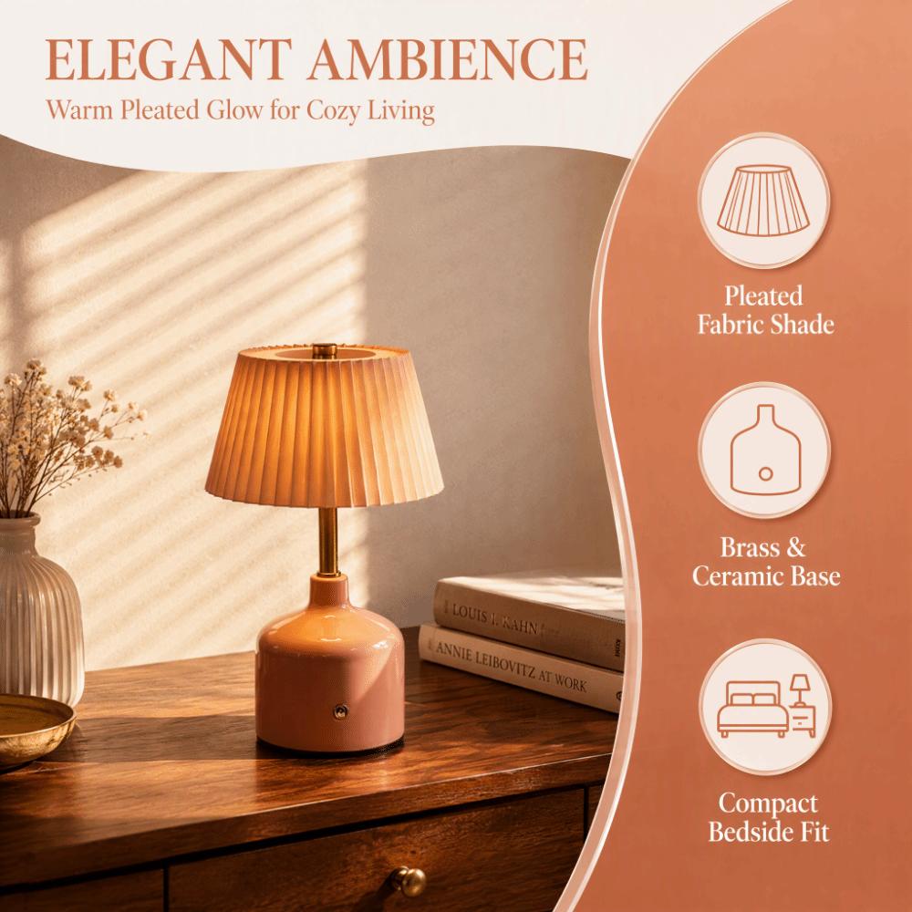 Ruffled Skirt Table Lamp Pleated Design Bedside Lamp Night Light Night Light  Living Room