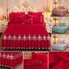 Luxury Princess Lace Bedspread Bed Skirt Sheets Thicken Quilted Fitted Bed Sheet Bedding Queen King Non-slip Mattress Cover for Queen