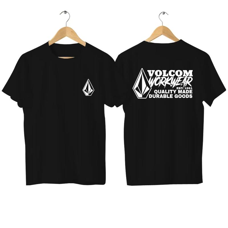 Модные футболки Мужская футболка Двусторонняя Повседневная Оверсайз Volcom Stone Футболка с принтом Спортивные топы Дышащая Уличная одежда
