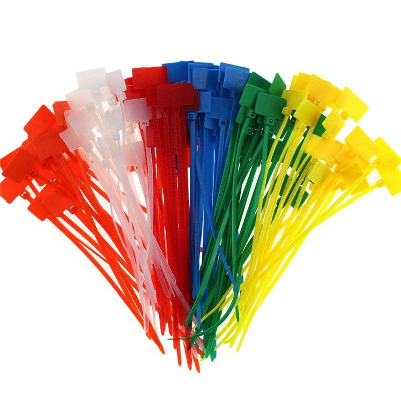 750 Pcs 7Colors Nylon Cable Marker Ties Self-Locking Cord Write On Ethernet Wire Zip Mark Tags Nylon Power Marking Label-B61B