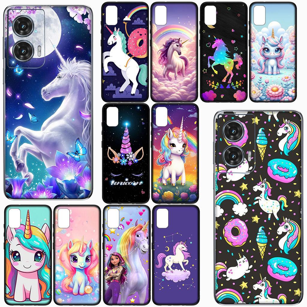 for Motorola Moto G86 G57 G67 G24 G15 G54 Power G13 G14 G34 G35 G45 G60 G53 G55 G64 G75 G72 Phone Case Unicorn Cartoon Horse