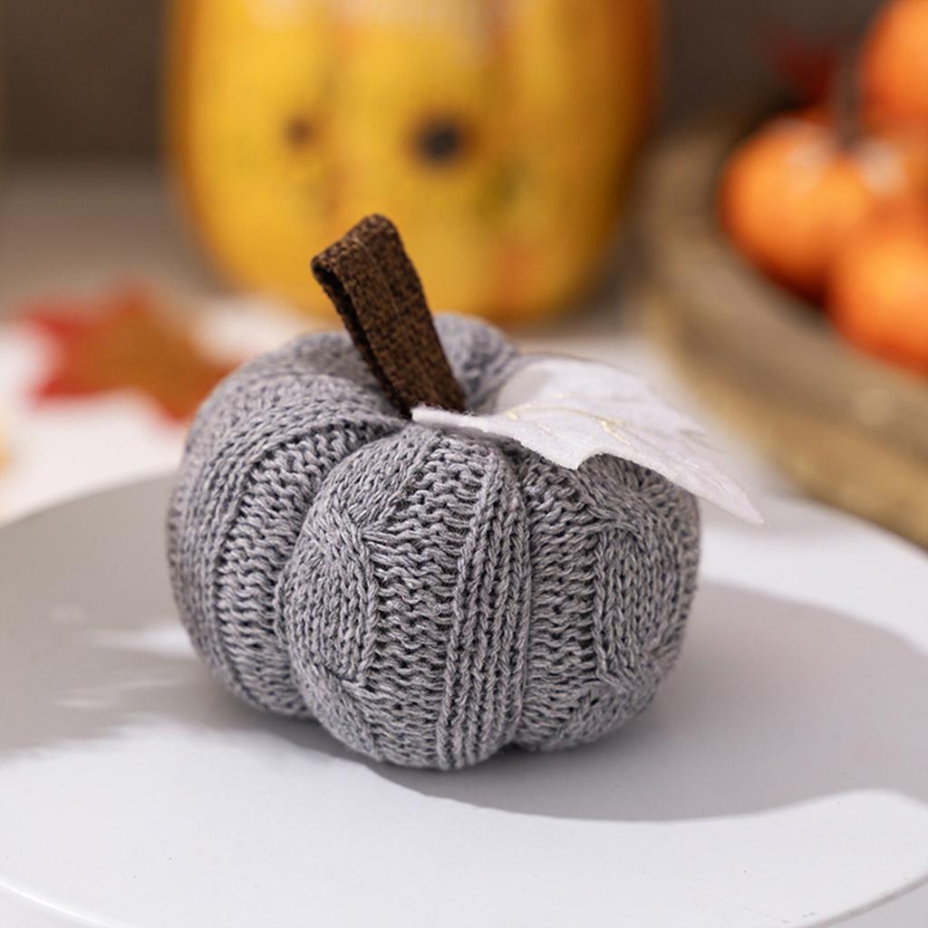 Knitted Maple Leaf Small Pumpkin Ornaments Thanksgiving Day Decoration Orange Pumpkin Pendant Harvest Festival Decor For Home