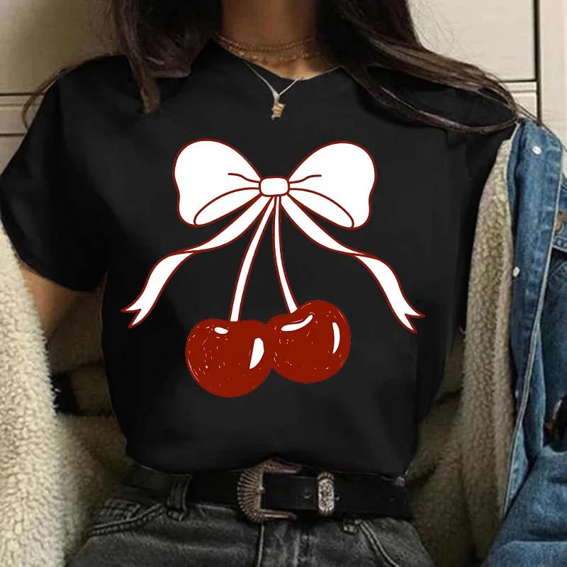 Сладкая клубника вишня повседневные футболки готическая футболка Harajuku 90s футболка женские летние топы уличная одежда