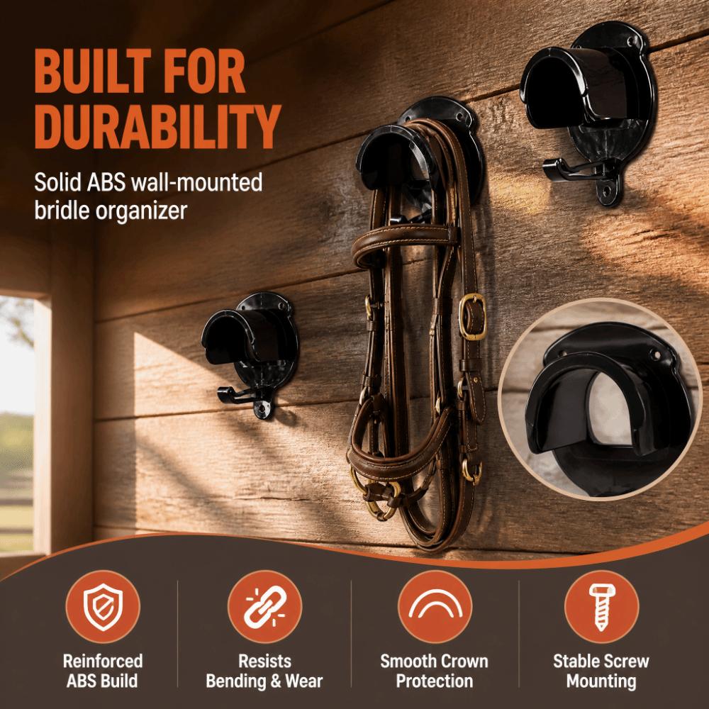 ABS Horse Bridle Rack Black Bridle Holder Sturdy Horse Bridle Bracket Utility Room Use