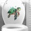Cartoon Sea Turtle Toilet Sticker Removable Self-adhesive Waterproof PVC Living Room Bathroom Wall Art Animal Toilet Lid Decoration Decal