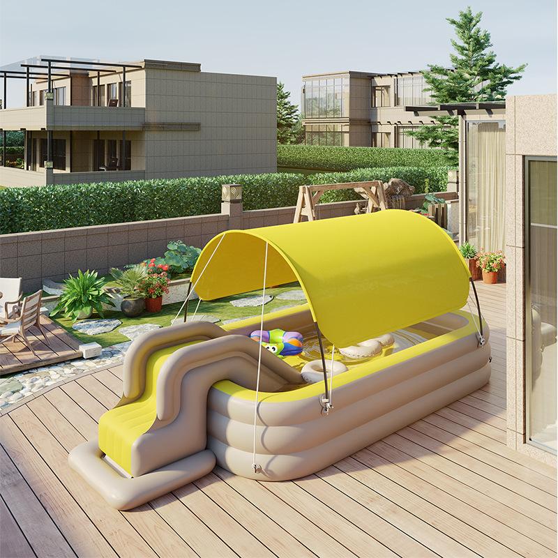 2.1/2.6/3m Swimming Pool Alberca Large Family Pools Babies Children Inflatable Pool Baby Sun Shade Folding Pool for Garden