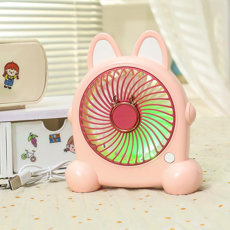 USB Rechargeable Puppy-Themed Fan, 3-Speed Adjustable, Ideal for Desktop and Bedside Use