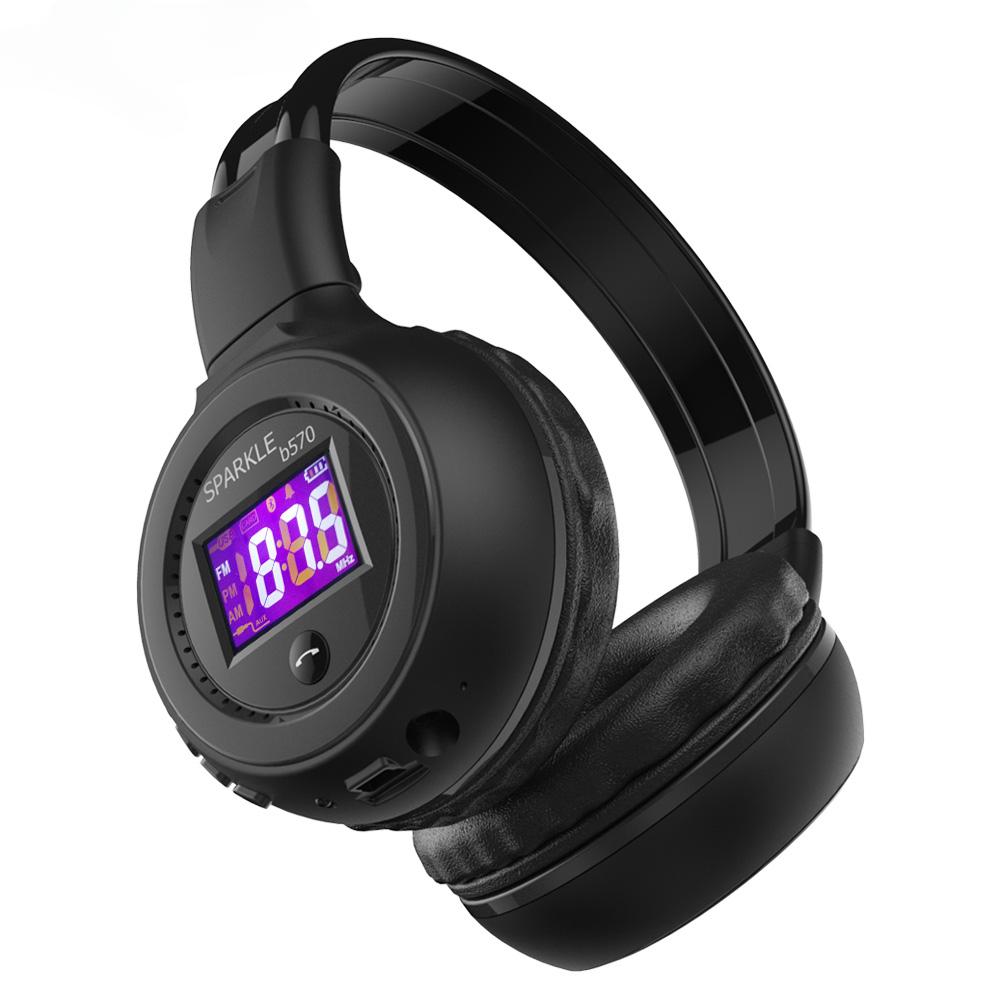 B570 Bluetooth-наушники, складные беспроводные стереонаушники HIFI с ЖК-дисплеем, гарнитура с FM-радио и слотом для карт памяти Micro-SD