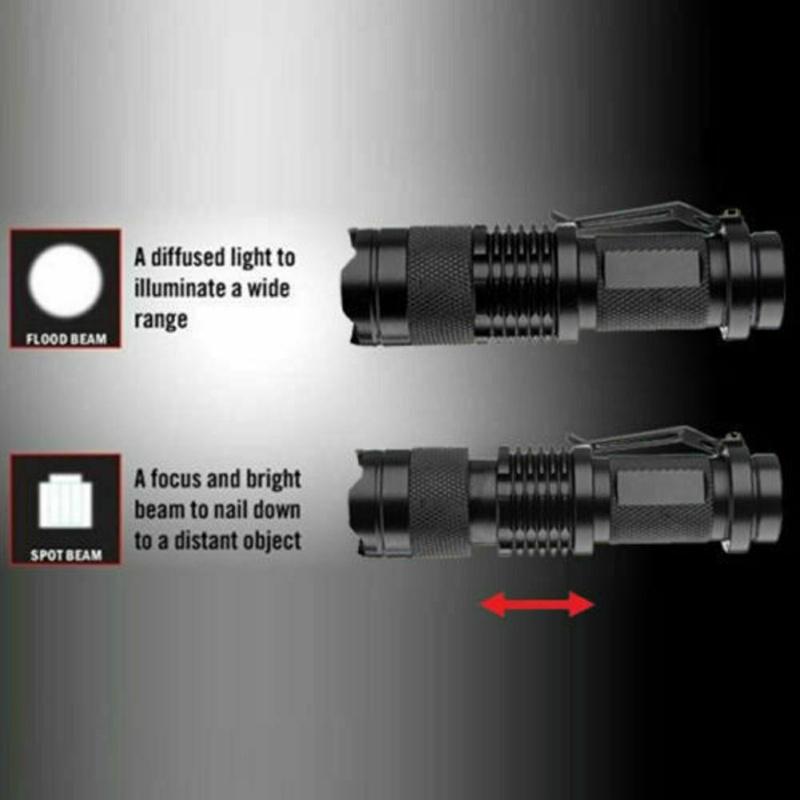 Q5 Led Flashlight, Aluminum Alloy 1200lm Adjustable Zoom Light Lamp, Non-slip Waterproof Long-range
