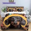 Colorful Dachshund Pattern Bedding Home Decoration Birthday Gift (1 * duvet cover + 2 * pillowcase, without core)