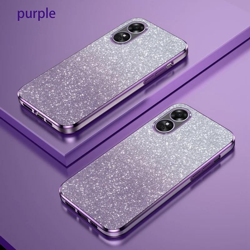 Luxury Gradient Glitter Plating Case For OPPO A78 A58 A38 A94 A57 A36 A17 A16 A55 A1 A2 Find X6 Pro K11 K11X Silicone Back Cover