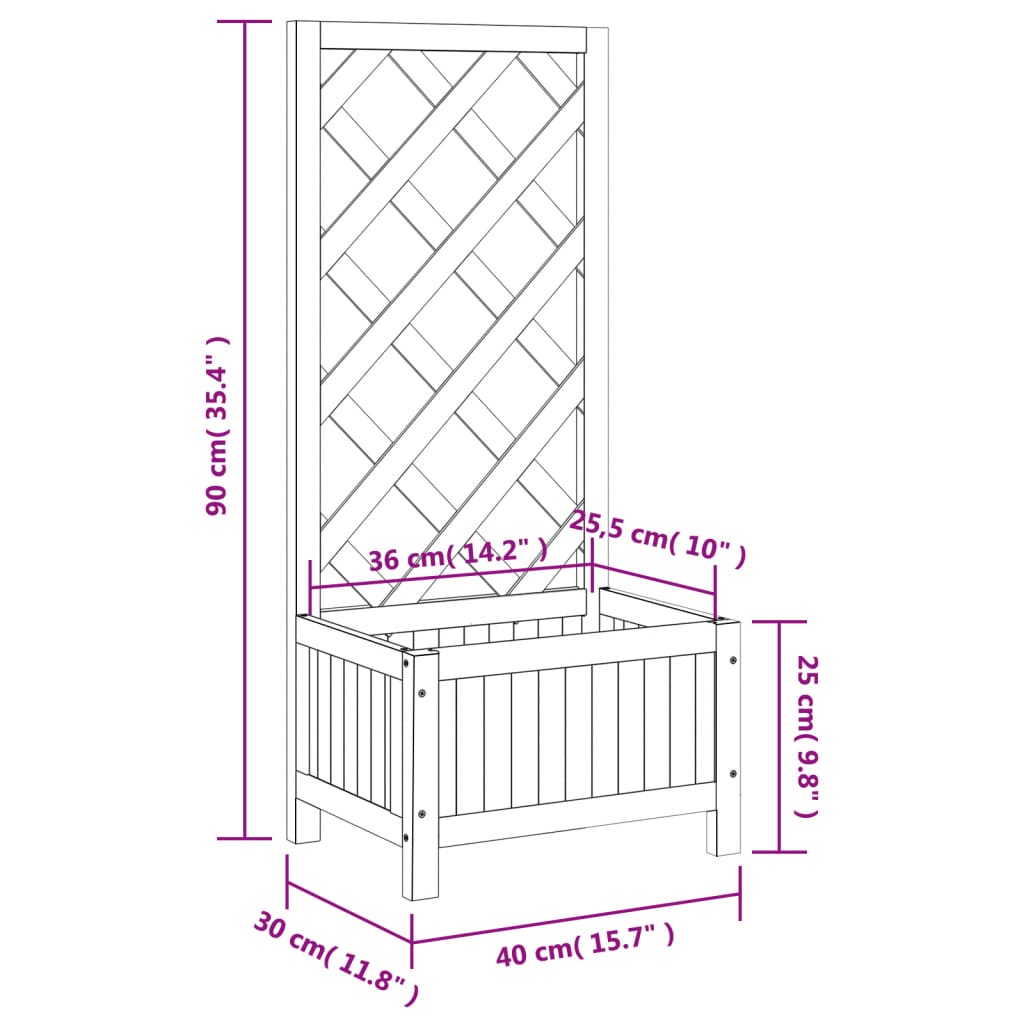 Plant Pot with Trellis Brown Solid Pine Wood
