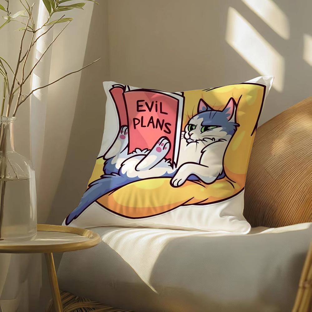 Смешная кошка, думающая, узор в виде сети, Наволочка, шелковистая, элегантная, Уют, диван, кровать, Невидимая молния, Наволочка для пляжа