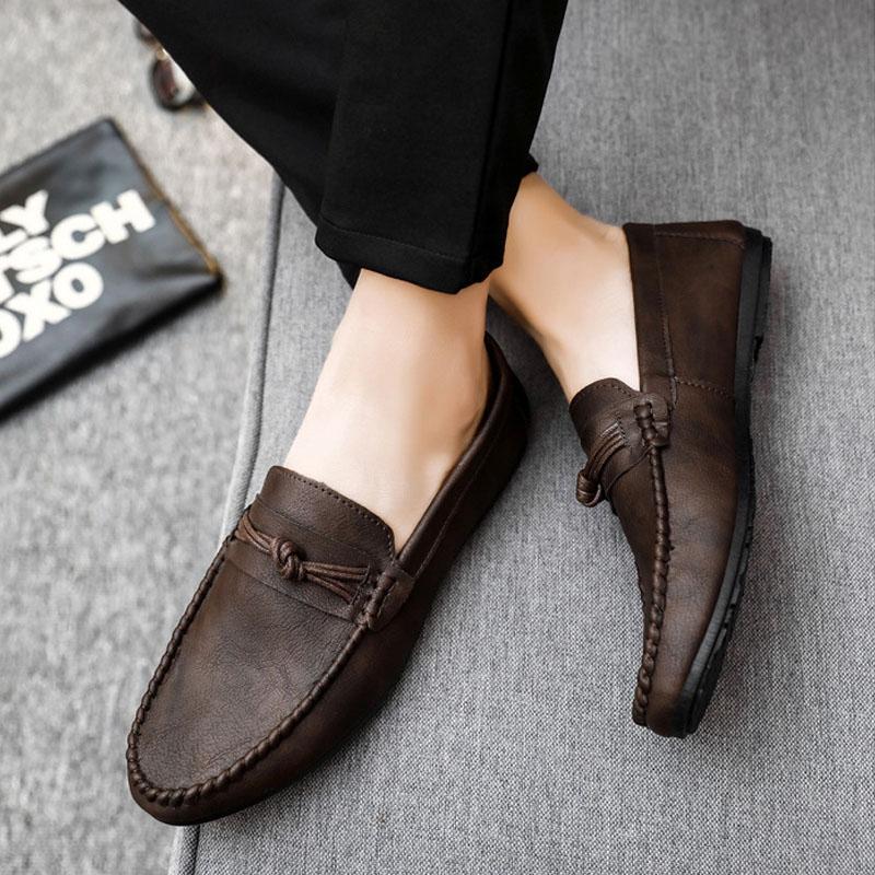Мужская повседневная обувь весна-лето новые мягкие мокасины без застежек Zapatos De Hombre удобные туфли на плоской подошве мужские туфли из микрофибры из кожи