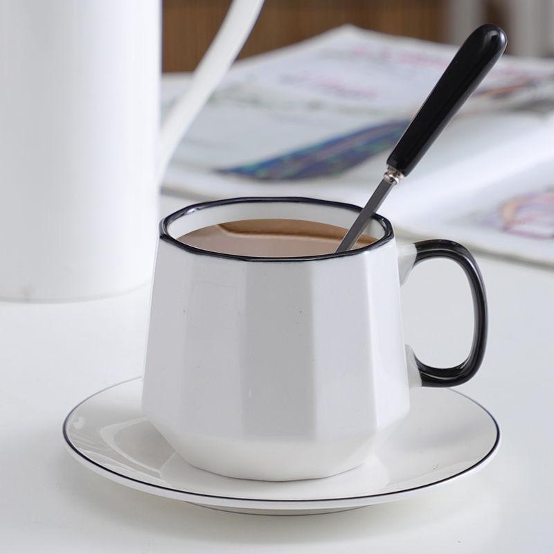 Simple Solid Color Mug Coffee Cup and Plate Two Piece Set Nordic Style Ceramic Water Cup Coffee Cup Milk Cup Breakfast Cup