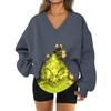 Women's Loose And Comfortable Letter V-neck Sportswear Long-sleeved Sweatshirt Daily Matching Clothes
