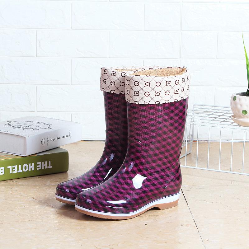 Высокие водонепроницаемые сапоги до середины голени, женские дождевые сапоги, весна/осень 2024, женские дождевые сапоги из ПВХ, rty678