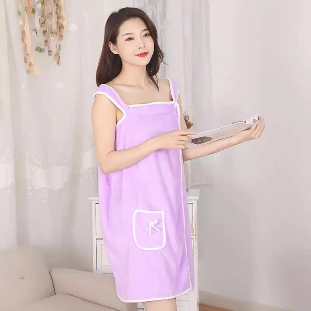 WTEMPO Многофункциональное женское дорожное повседневное банное полотенце, мягкий впитывающий халат, банный халат с карманом и бантом, пляжные полотенца