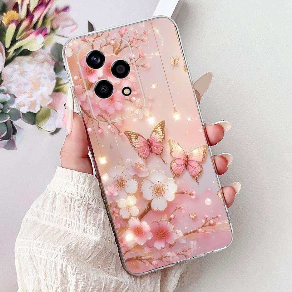 For Honor 200 Lite Case Cute Love Heart Butterfly Painted Cover Clear Silicone Phone Case For Honor 200 Lite 200Lite Soft Fundas